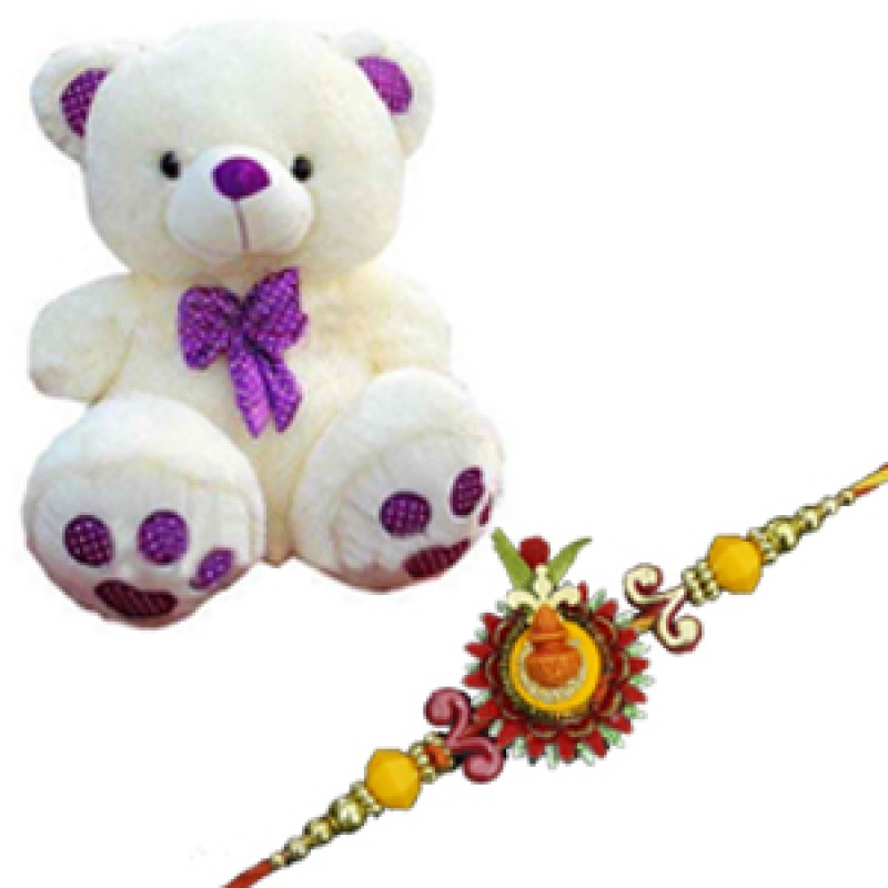 Ethnic Rakhi with Teddy bear