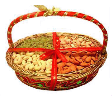 A cane basket of Mix dryfruits