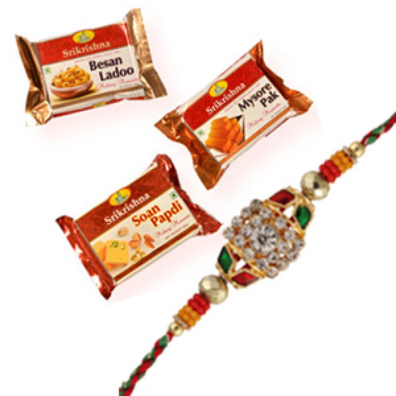 Traaditional Rakhi with Sweets Combo