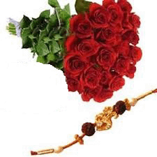Beads Rakhi with fresh Roses