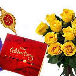 Traditional Rakhi, Celebrations & Roses Combo
