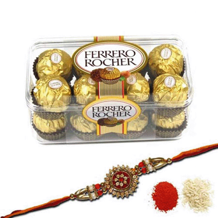 Beads Rakhi with Ferrero Combo