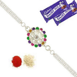 Sliver rakhi with chocolates Combo