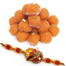 Traditional Rakhi with laddu Combo