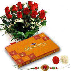 Ethnic Rakhi, Celebrations & Roses Combo